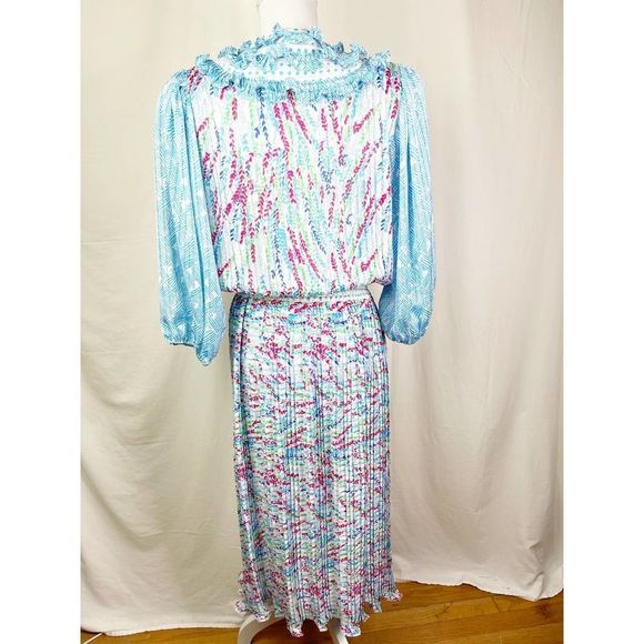 Vintage NWOT Diane Freis Multi Color 1980's Floral Boho One Size Dress - Picture 8 of 12